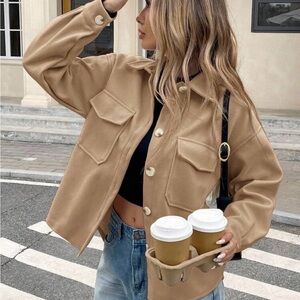 SHEIN Frenchy Flap Pocket High Low Hem Overcoat In Fall/Winter Brown